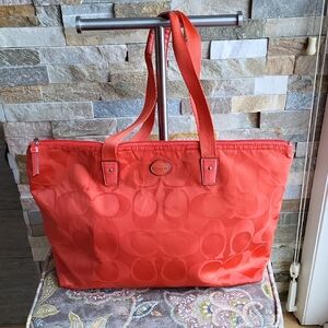 Coach Weekender Orange Nylon Tote